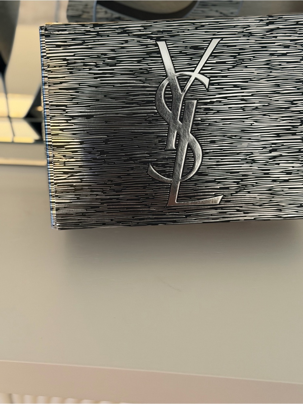 Yves Saint Laurent Silver Textured Logo Case
